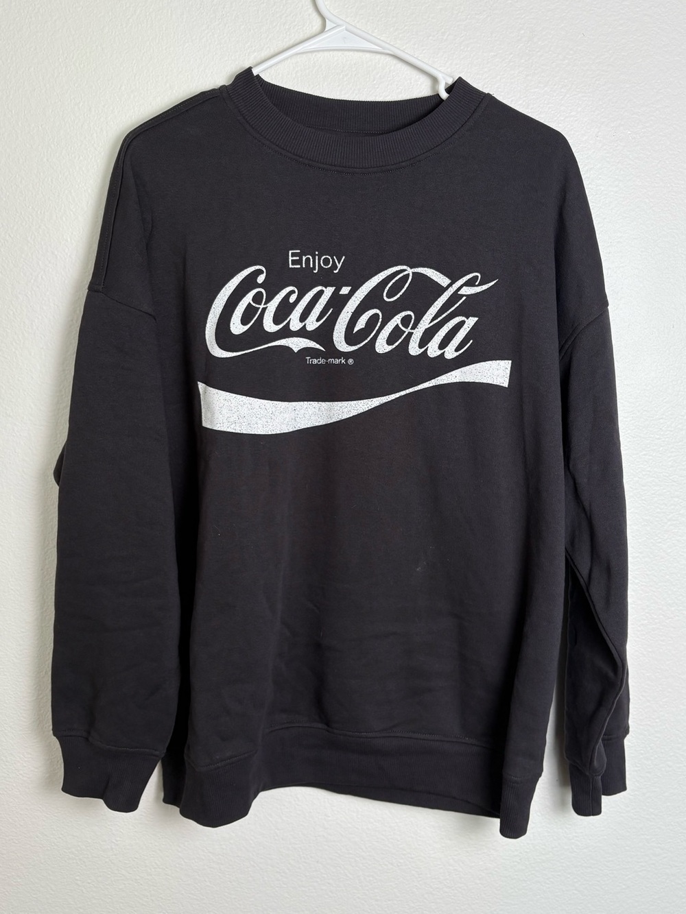 Coca-Cola Dark Grey Crewneck Sweatshirt with White Logo Size Small